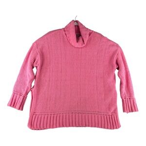 Aerie Sunset Chenille Pink Turtleneck Oversized Chunky Sweater Womens Medium‎